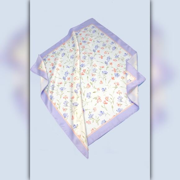 A218-O • Spring Meadow Floral Silky Bandana Scarf - Picture 6 of 6
